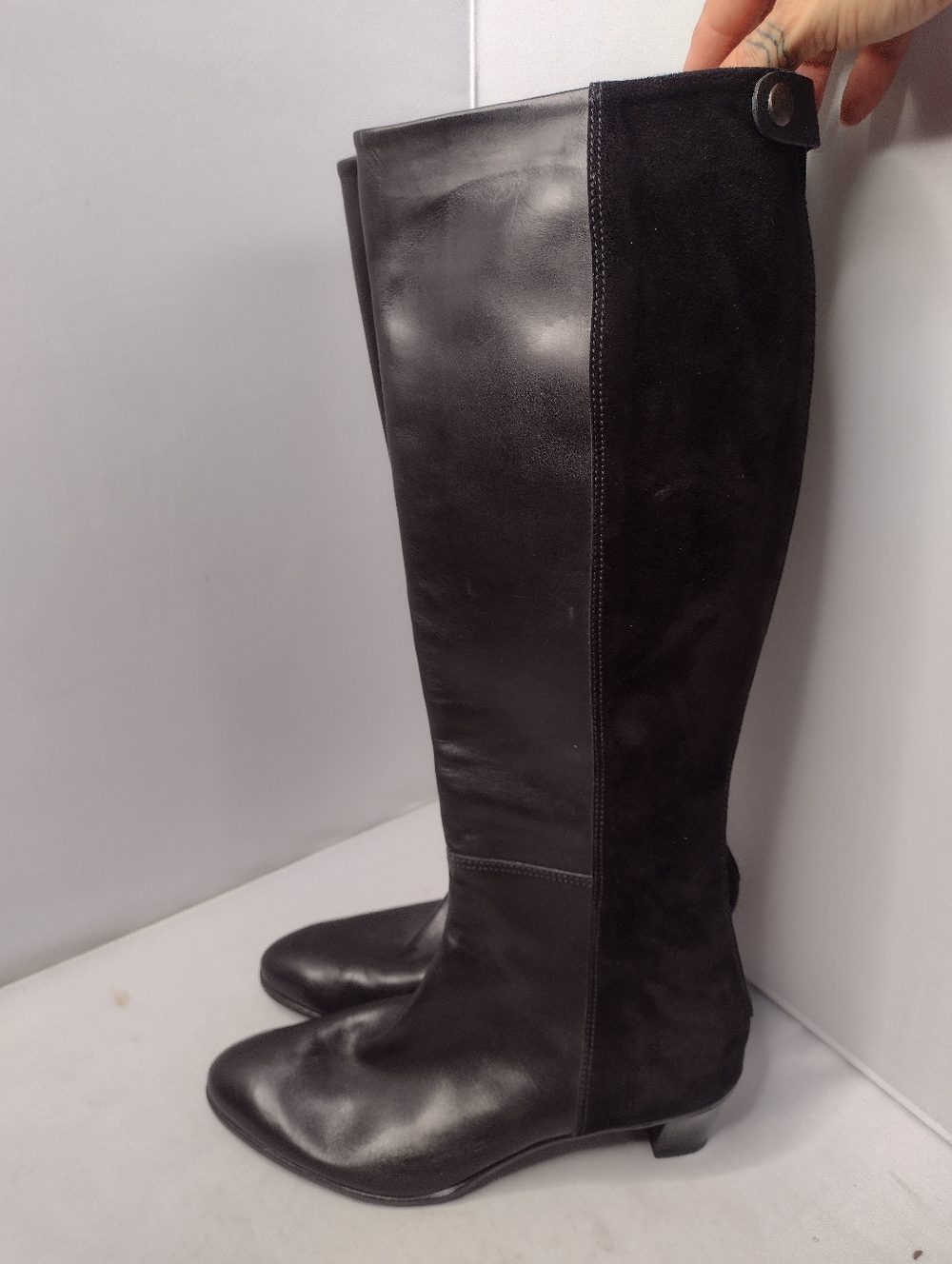 Gravati Arthur Beren Women's Tall Suede Leather Boots  Black Equestrian A7